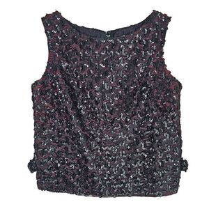 Vintage Sequin Sleeveless Blouse Union Label Top Black S